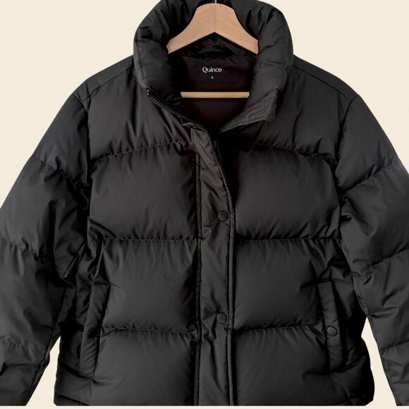 Quince, Responsible Down Cropped Puffer Jacket, Black, Size Small - Picture 3 of 4